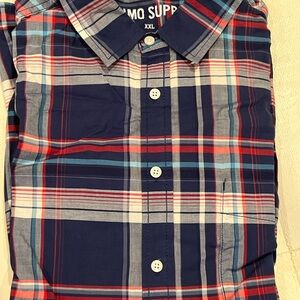 Massimo Navy, Red, Light Blue Plaid Button-Down Shirt